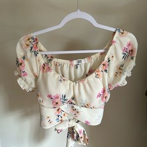Floral crop top tie